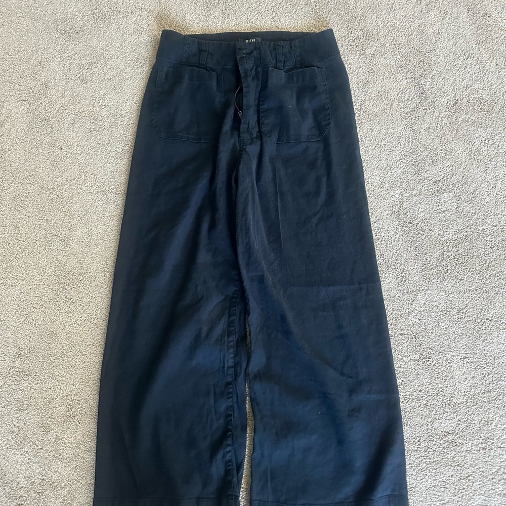 Anthro Collette Crop in Navy Linen
